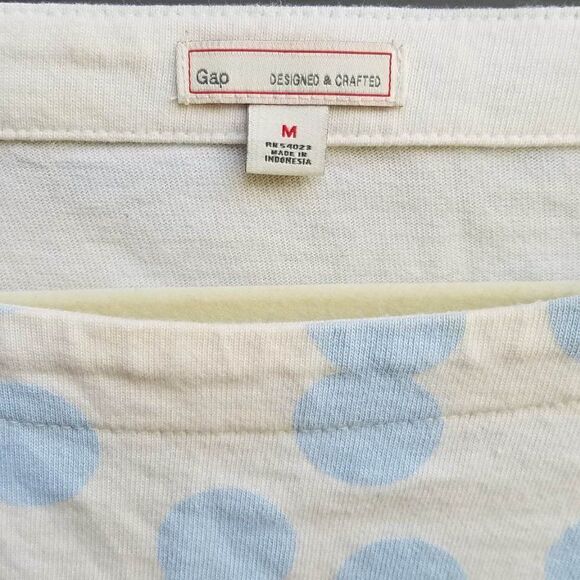 Gap Navy White Stripe Light Blue Polka dot Tee Size Medium - Picture 4 of 10